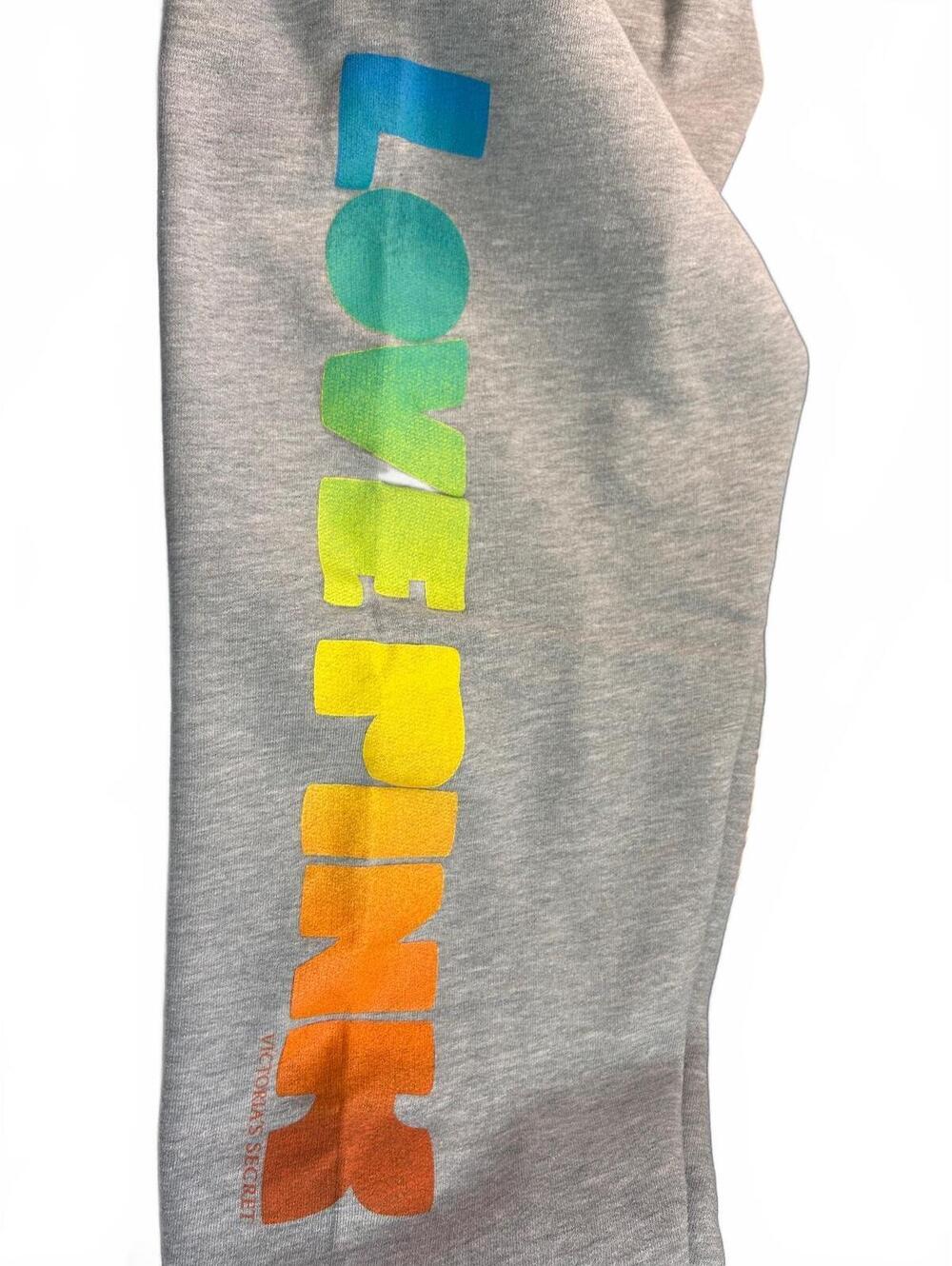 Vintage Victoria's Secret Rainbow Love Pink Gray Joggers Sweatpants Small